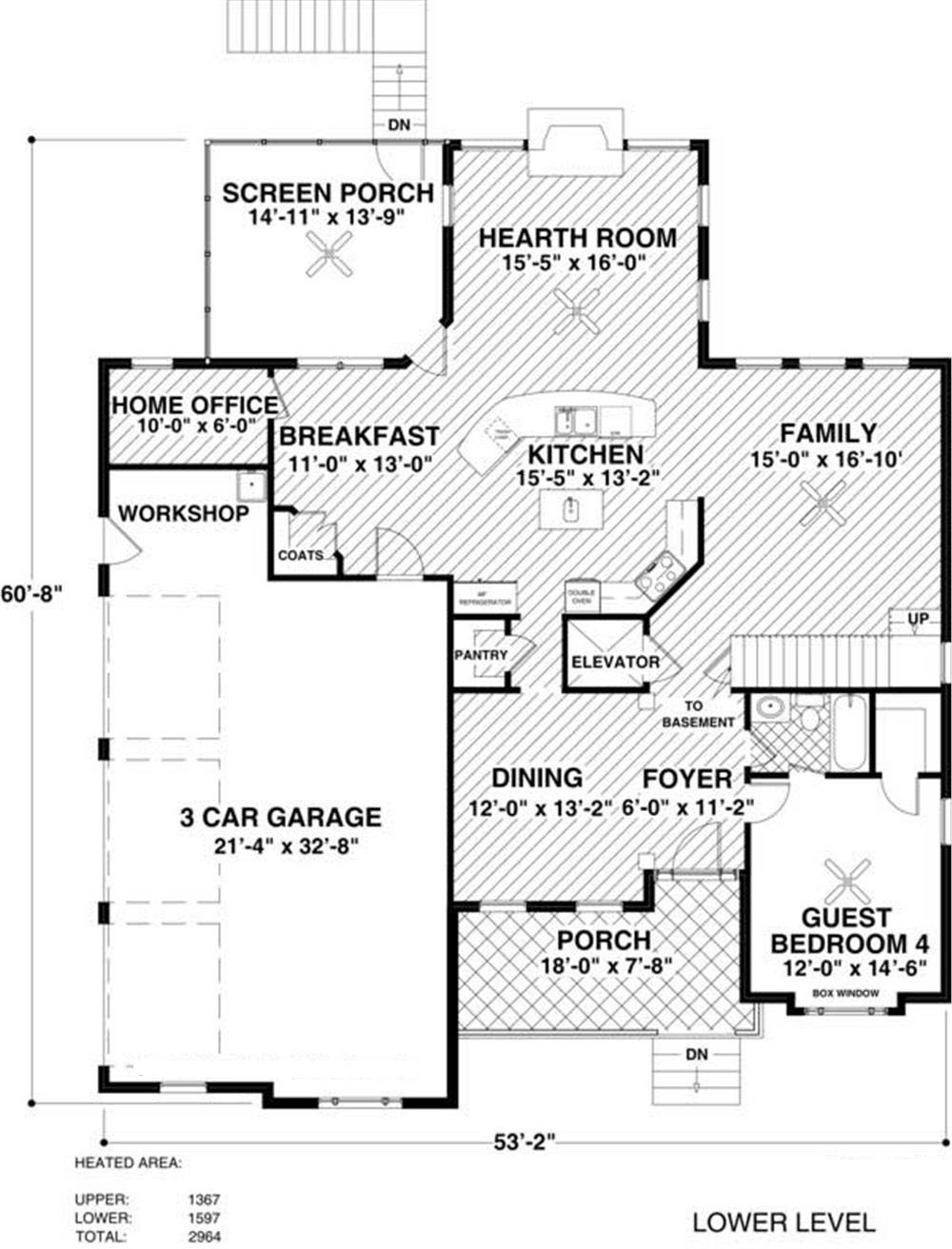Floor Plan First Story of Craftsman Plan #109-1022